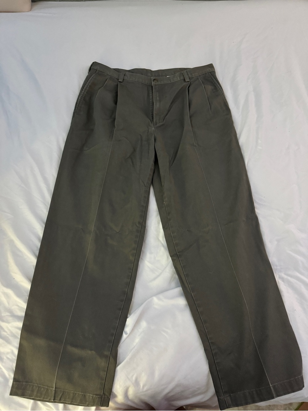 Oak Creek Olive Green Pleated Cotton Chino Pants Men's 36x30